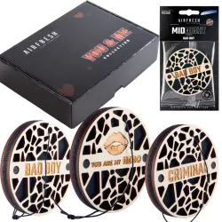 Zestaw zapachów do auta 3 szt. – drewno + czerwony filc | Dla niego